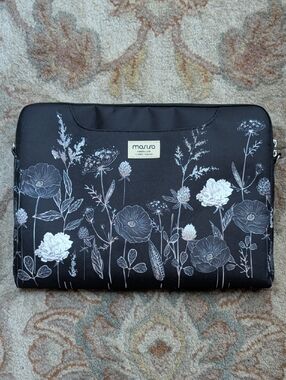 Mosiso Black Floral 15.6" Laptop Sleeve Travel Bag
